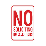 Portrait Round No Soliciting No Exceptions Sign
