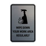 Portrait Round Wipe Down Your Work Area Regularly Sign