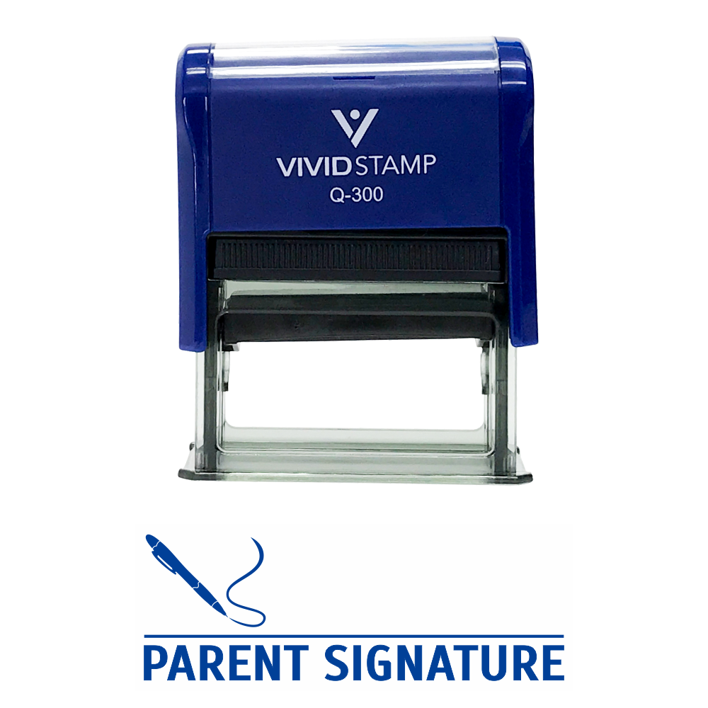 Blue PARENT SIGNATURE Self Inking Rubber Stamp