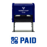 Paid W/ Check Icon Self Inking Rubber Stamp