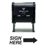 Black SIGN HERE Self Inking Rubber Stamp