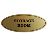 Brushed Gold Oval STORAGE ROOM Sign