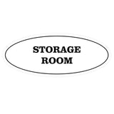 White Oval STORAGE ROOM Sign