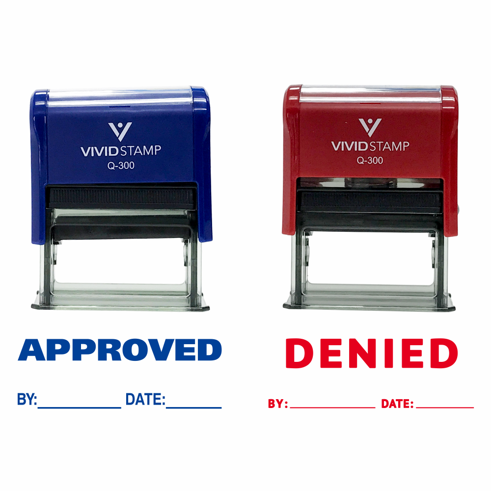 Red & Blue APPROVED / DENIED By Date Self Inking Rubber Stamp