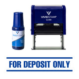 Blue For Deposit Only Self Inking Rubber Stamp Combo with Refill