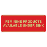 Feminine Products Available Under Sink Sign
