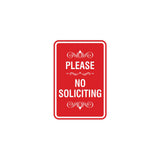 Portrait Round please no soliciting Sign with Adhesive Tape, Mounts On Any Surface, Weather Resistant