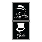 Square ladies and gents sign set with Adhesive Tape, Mounts On Any Surface, Weather Resistant
