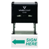 Green Sign Here Left Arrow Self-Inking Office Rubber Stamp