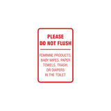 Portrait Round please do not flush etiquette Sign with Adhesive Tape, Mounts On Any Surface, Weather Resistant