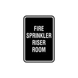 Portrait Round Fire Sprinkler Riser Room Sign with Adhesive Tape, Mounts On Any Surface, Weather Resistant