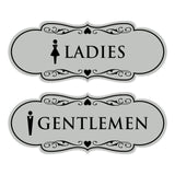 Designer Ladies and Gentlemen Figurines Restroom Signs (Set of 2) For Walls or Doors