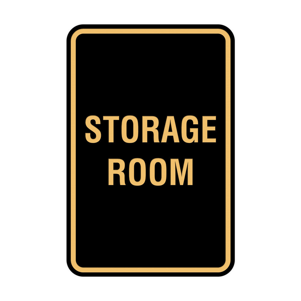 Black Gold Portrait Round Storage Room Sign
