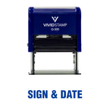 Blue Sign & Date Self Inking Rubber Stamp
