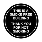 Circle THIS IS A SMOKE FREE BUILDING, Thank You For Not Smoking Wall / Door Sign
