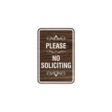 Portrait Round please no soliciting Sign with Adhesive Tape, Mounts On Any Surface, Weather Resistant