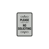 Portrait Round please no soliciting Sign with Adhesive Tape, Mounts On Any Surface, Weather Resistant