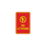 Portrait Round No Littering Sign With Adhesive Tape