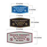 Fancy Private Property No Trespassing No Soliciting No Sales Wall or Door Sign