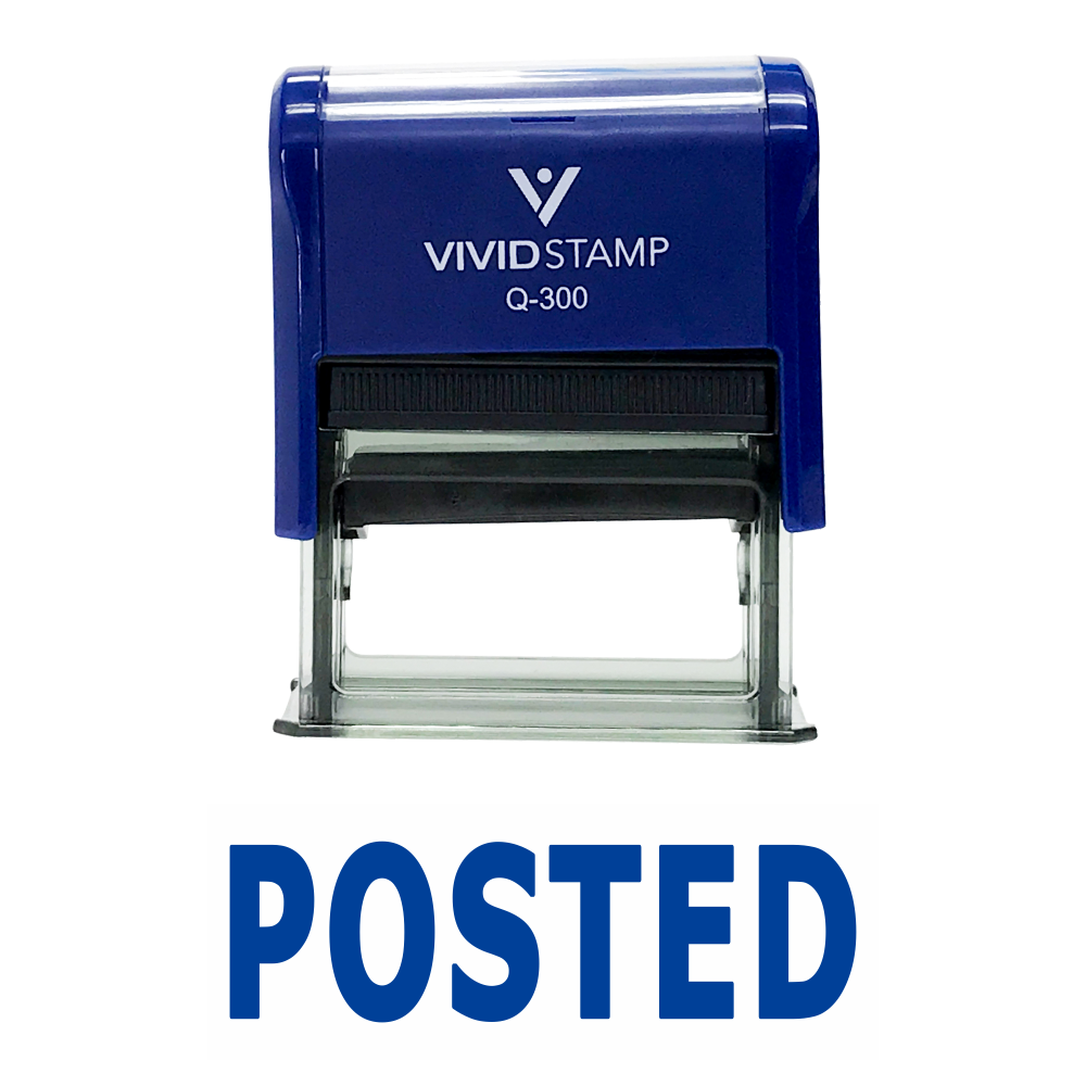 Blue POSTED Self Inking Rubber Stamp