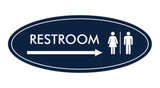Oval Restroom Right Arrow Sign