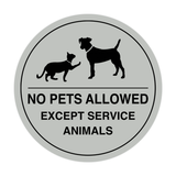 Signs ByLITA Circle No Pets Allowed Except Service Animals Sign
