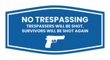 Fancy No Trespassing Trespassers Will Be Shot. Survivors Will Be Shot Again Wall or Door Sign