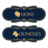 Designer Lions and Lionesses, Novelty Restroom (Set of 2) Wall or Door Signs