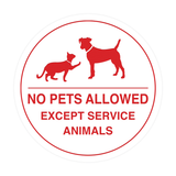 Signs ByLITA Circle No Pets Allowed Except Service Animals Sign