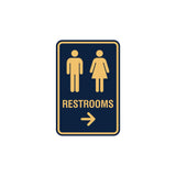 Portrait Round Restrooms Right Arrow Sign