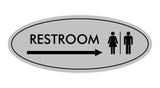 Oval Restroom Right Arrow Sign