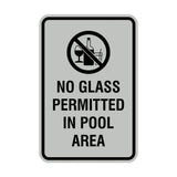 Signs ByLITA Portrait Round No Glass Permitted In Pool Area Sign with Adhesive Tape, Mounts On Any Surface, Weather Resistant, Indoor/Outdoor Use