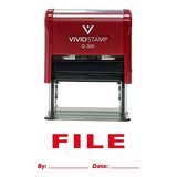 Red File By Date Self Inking Rubber Stamp