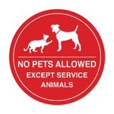 Signs ByLITA Circle No Pets Allowed Except Service Animals Sign