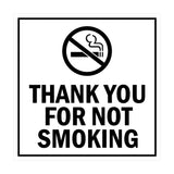 Signs ByLITA Square Thank You For Not Smoking Sign with Adhesive Tape, Mounts On Any Surface, Weather Resistant, Indoor/Outdoor Use