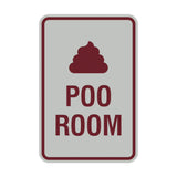 Portrait Round Poo Room Sign with Adhesive Tape, Mounts On Any Surface, Weather Resistant