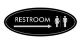 Oval Restroom Right Arrow Sign