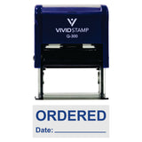 Blue Ordered With Date Line Self-Inking Office Rubber Stamp