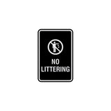 Portrait Round No Littering Sign With Adhesive Tape