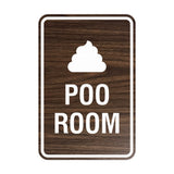 Portrait Round Poo Room Sign with Adhesive Tape, Mounts On Any Surface, Weather Resistant