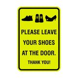 Portrait Round Please leave your shoes at the door thank you Sign with Adhesive Tape, Mounts On Any Surface, Weather Resistant