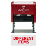 Red DIFFERENT ITEMS Self-Inking Office Rubber Stamp