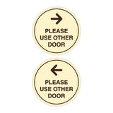 Signs ByLITA Circle Please Use Other Door Sign Set with Adhesive Tape, Mounts On Any Surface, Weather Resistant, Indoor/Outdoor Use