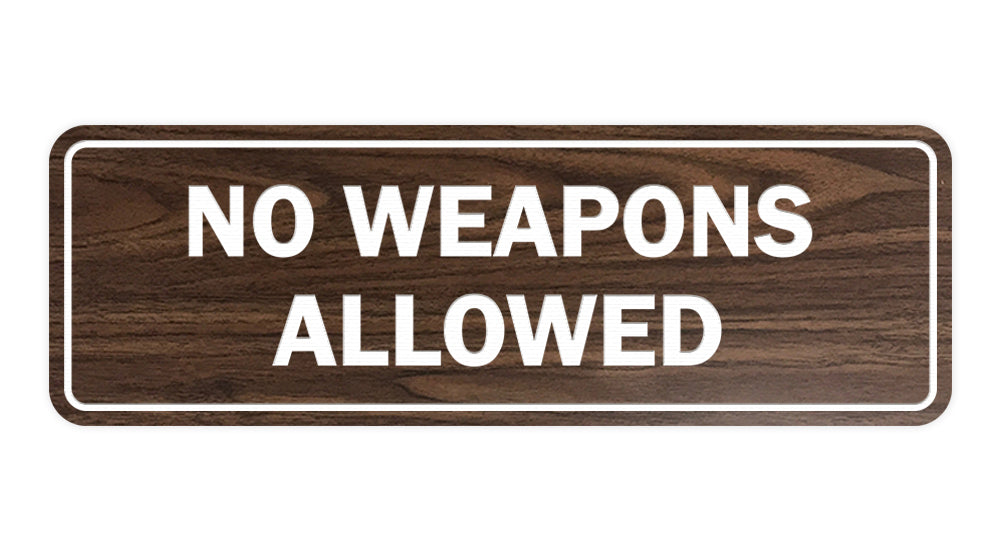 Our Signs ByLITA Standard No Weapons Allowed Door/Wall sign can be attached to the door, wall or window of your home or business. The sign has been laser engraved so the words our-signs-bylita-standard-no-weapons-allowed-door-wall-sign-can-be-attached-to-the-door-wall-or-window-of-your-home-or-business-the-sign-has-been-laser-engraved-so-the-words