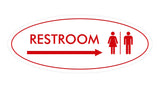 Oval Restroom Right Arrow Sign