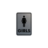 Signs ByLITA Portrait Round Girls (female bathroom icon) Sign with Adhesive Tape, Mounts On Any Surface, Weather Resistant, Indoor/Outdoor Use