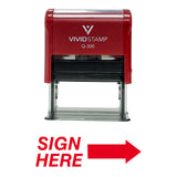 Red SIGN HERE Self Inking Rubber Stamp