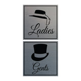 Square ladies and gents sign set with Adhesive Tape, Mounts On Any Surface, Weather Resistant