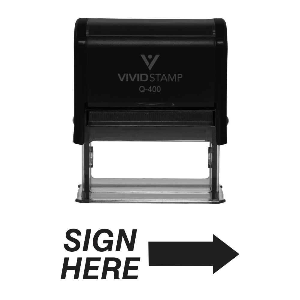 Black SIGN HERE Self Inking Rubber Stamp