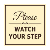 Signs ByLITA Square Classy Please Watch Your Step Sign with Adhesive Tape, Mounts On Any Surface, Weather Resistant, Indoor/Outdoor Use
